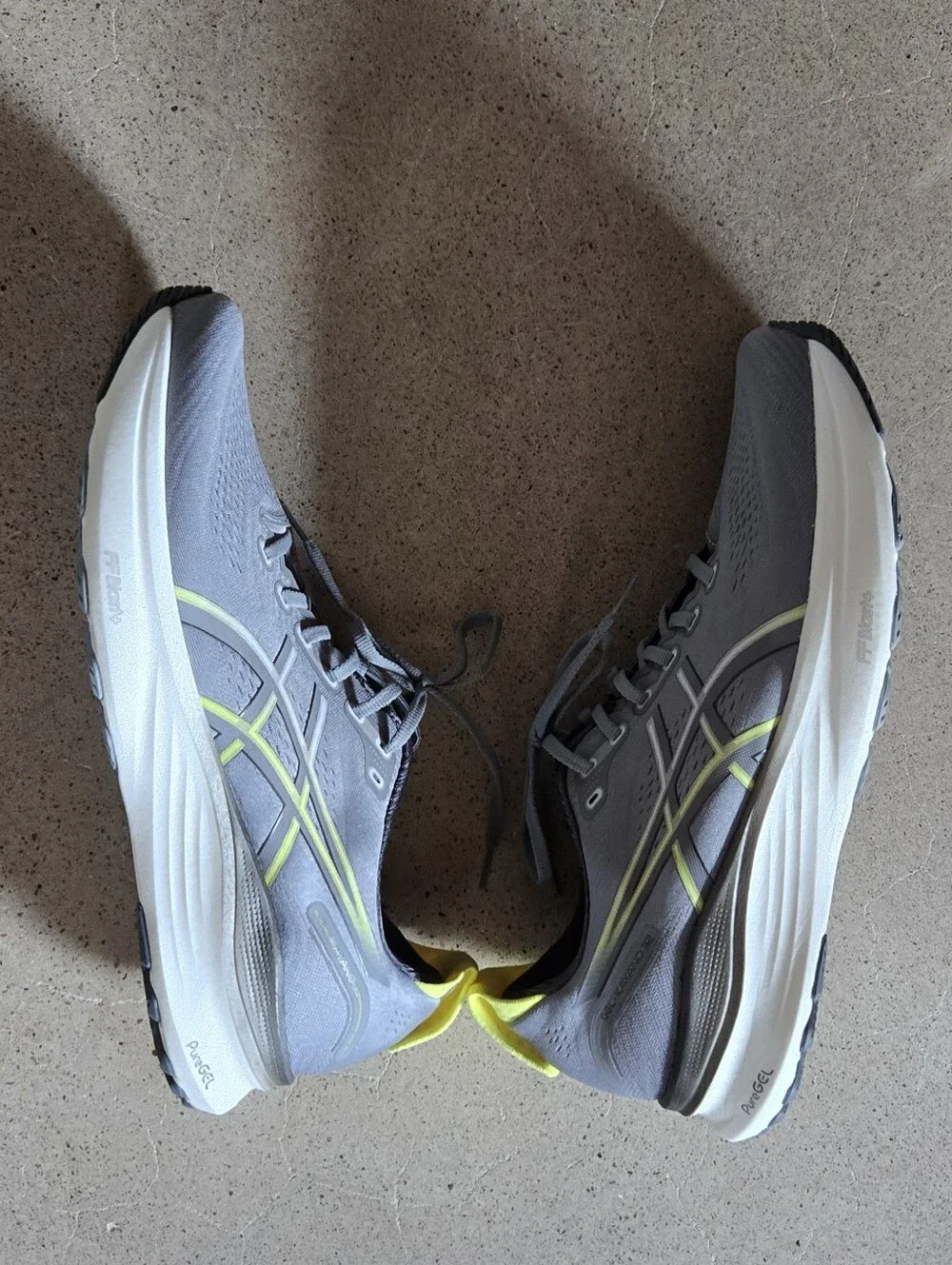 ASICS Men's Gel-Kayano 32 Gray Running Shoes with Neon Yellow Accents-Brand New